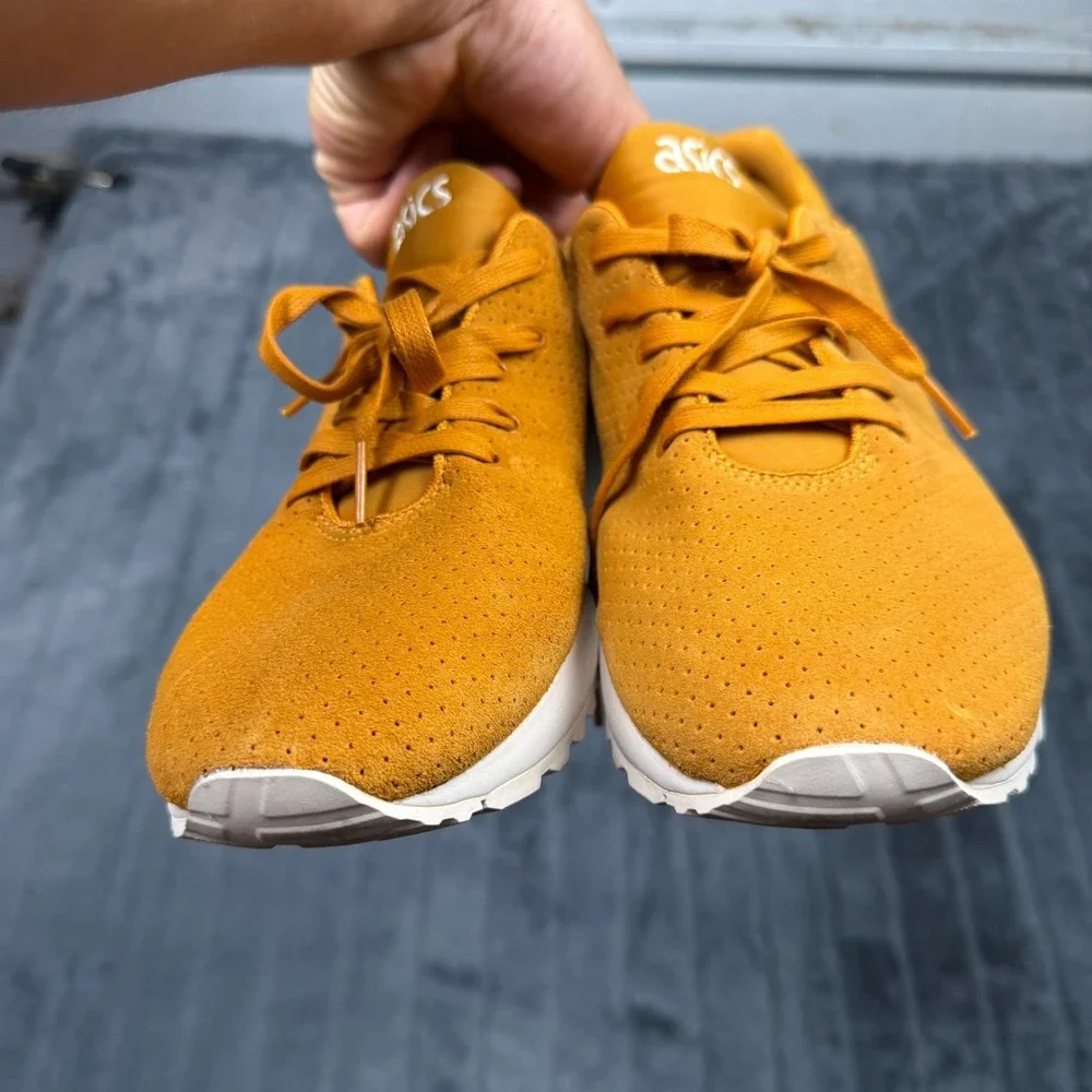 Asics Gel-Kayano Trainer Evo Mustard Yellow Suede H6N2L Mens 9.5 Sneakers
